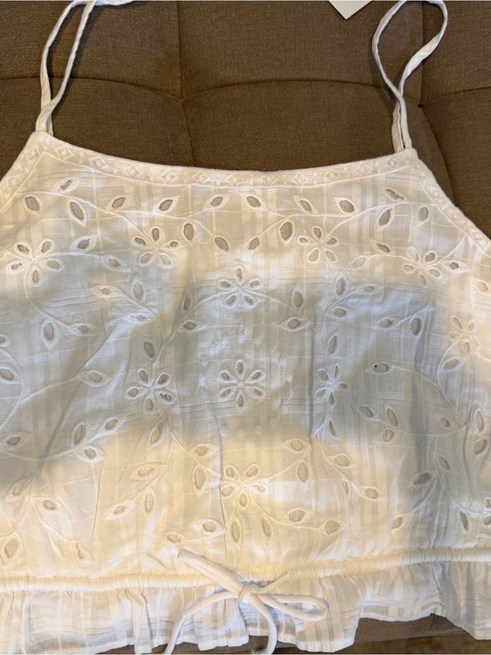 Lucky BrandWhite Eyelet Cropped Cami Top